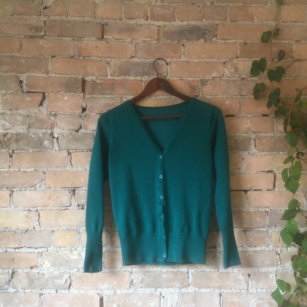 Green Button Up Cardigan
